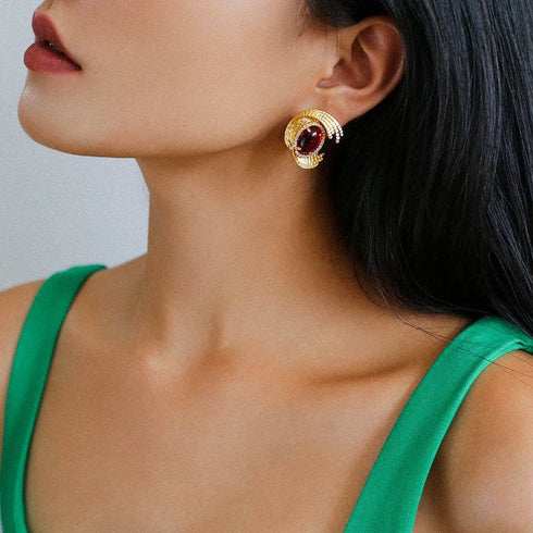Courtly Geometric Gem Earrings - Zafari Studio Jewelry